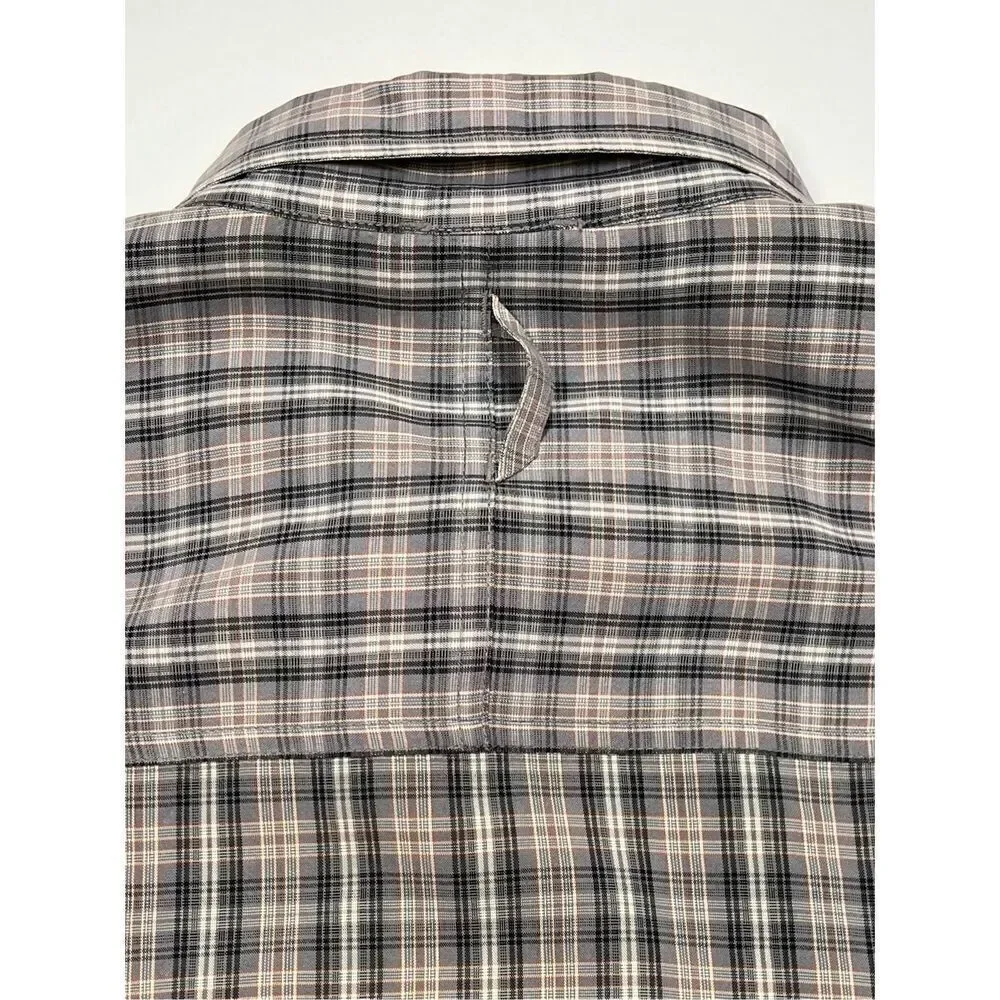 North Face Vintage Men's Modal Front Hidden Zip Pocket Plaid Button Down Size XL